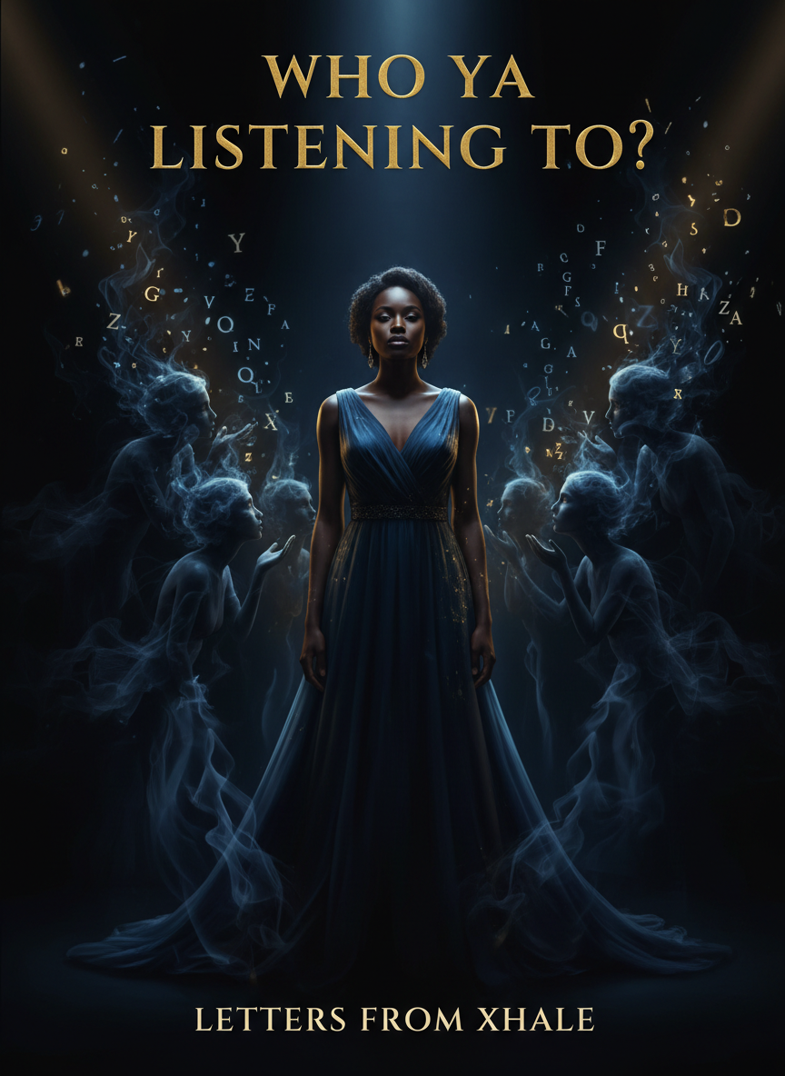 Cinematic artwork for the poem 'Who Ya Listening To?' from Letters from Xhale