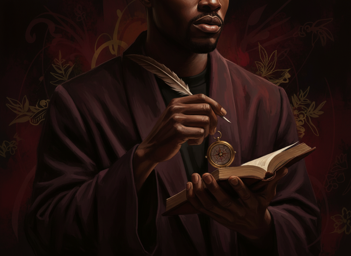 Crafting My Insurance — a Black man's hands, painterly and intimate